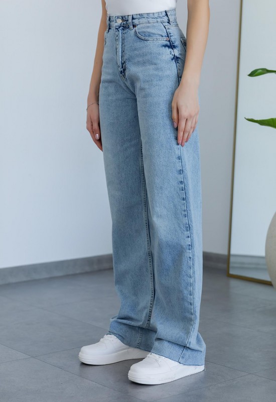 Kesik Paça Wide Leg Jean - BUZ MAVİ Kesik Paça Wide Leg Jean - BUZ MAVİ