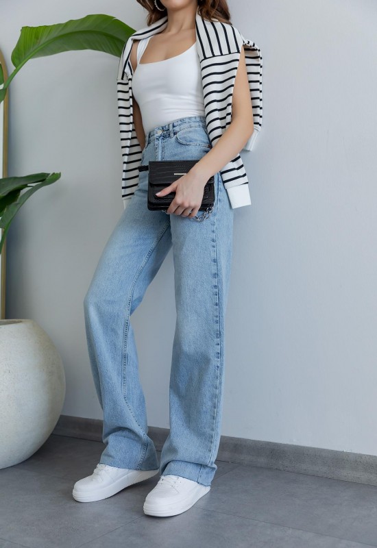 Kesik Paça Wide Leg Jean - BUZ MAVİ Kesik Paça Wide Leg Jean - BUZ MAVİ