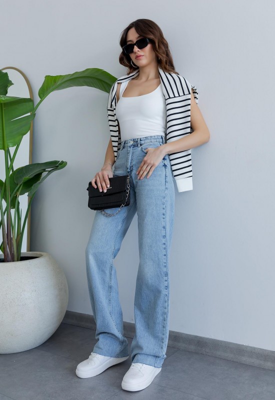 Kesik Paça Wide Leg Jean - BUZ MAVİ Kesik Paça Wide Leg Jean - BUZ MAVİ