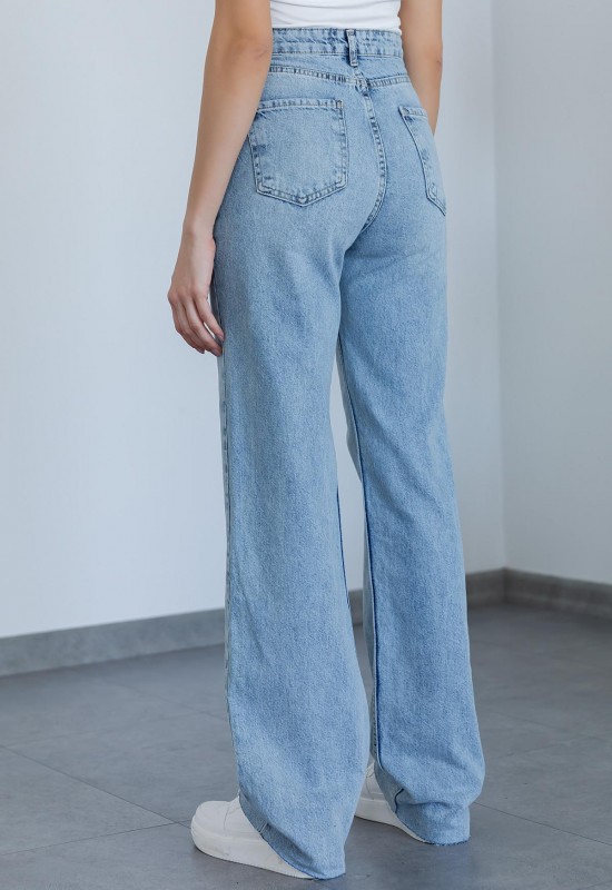 Kesik Paça Wide Leg Jean - BUZ MAVİ Kesik Paça Wide Leg Jean - BUZ MAVİ